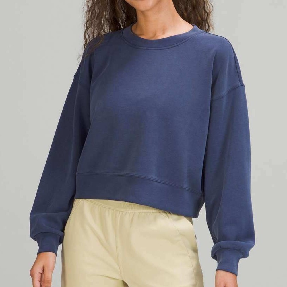 Lululemon XL Perfectly Oversized Cropped Crew Softstreme Night Sea Sweatshirt